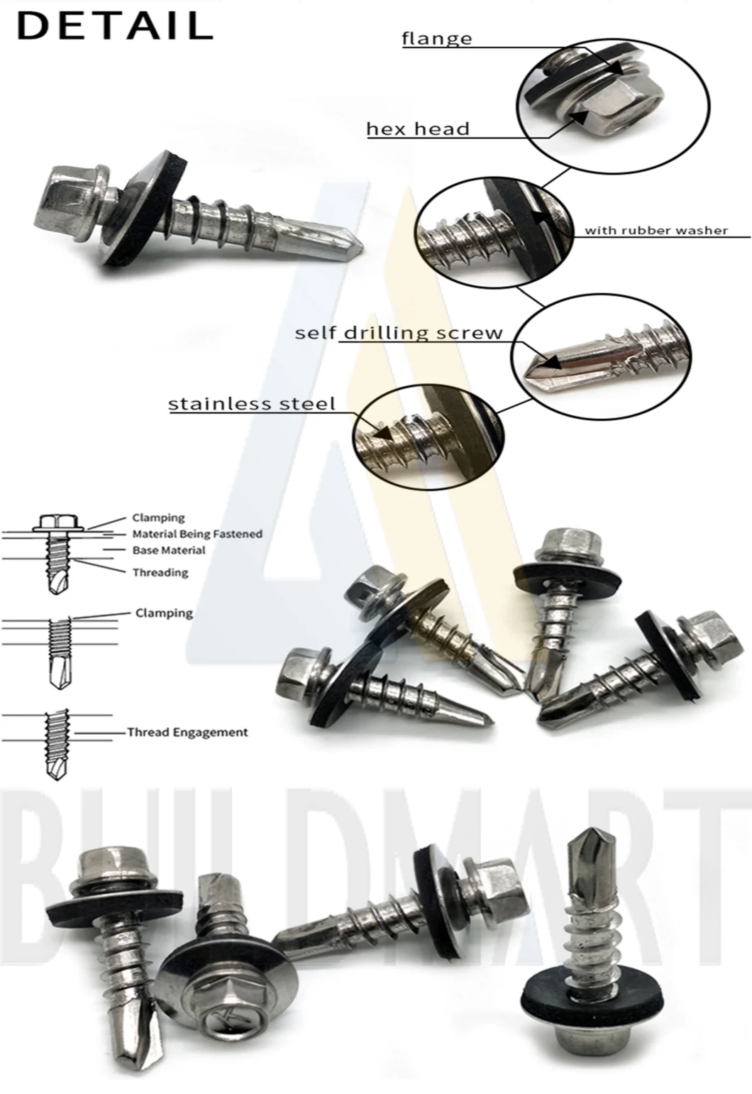 Stainless Steel Truss Head Phillips Driver Self Drilling Screws