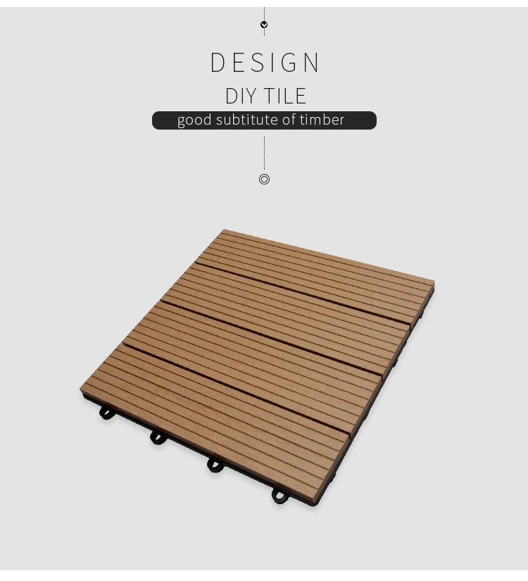 Beautiful Decorative Wood Plastic WPC DIY Floor Boards Interlock Waterproof Outdoor Decking Tile 300*300mm DIY Wood Plastic Composite Hollow Tiles