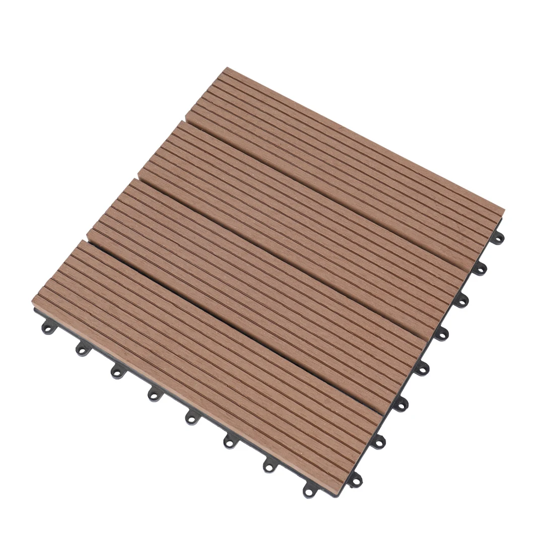 Waterproof Interlocking Floor Tiles Sanded Hollow M Type WPC DIY Decking Tiles for Garden