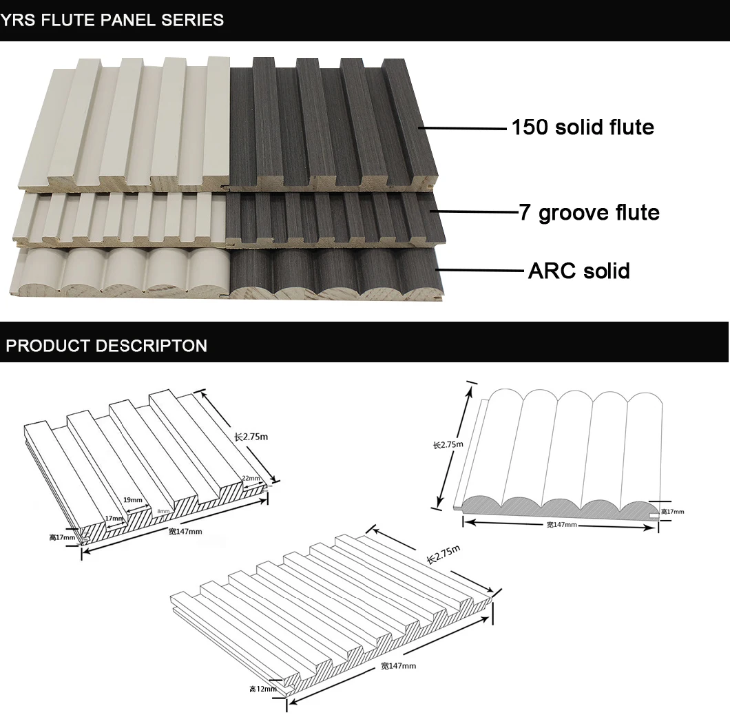 High-Performance Wood Plastic Composite Decorative Interior Decor 3D PVC Cladding WPC Wall Panel Solid/Rigid Core Flute Panel